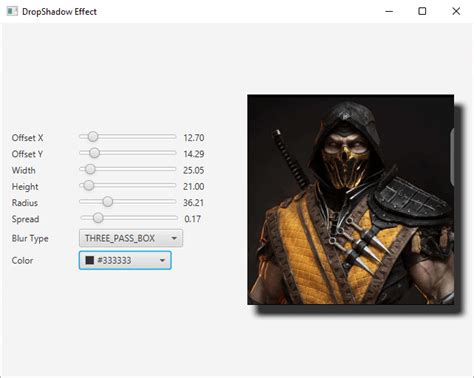 Drop Shadow JavaFX に対する画像結果