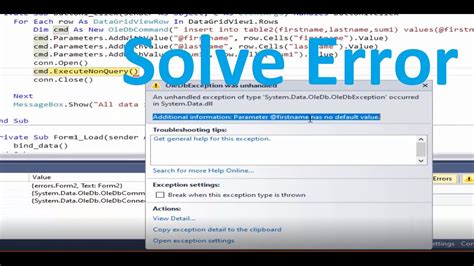 Image result for VB Database Error