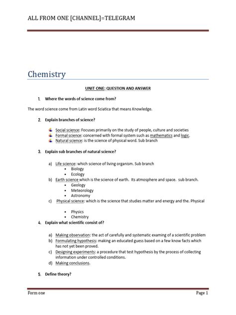 Image result for Chemistry Form 1 PDF