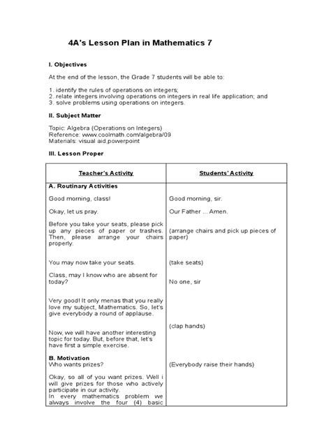 Objectives For Math Lesson Plans に対する画像結果