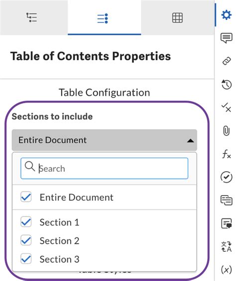 Image result for Table of Contents Setup