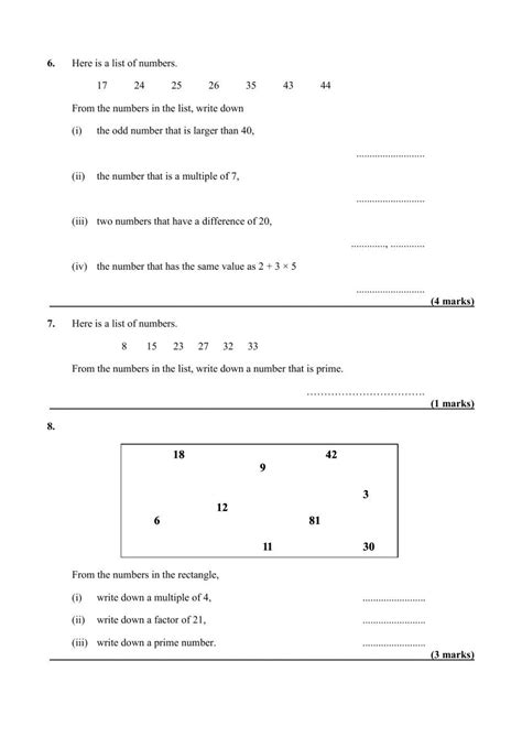 Image result for Multiple Choice Worksheet with Types of Numbers