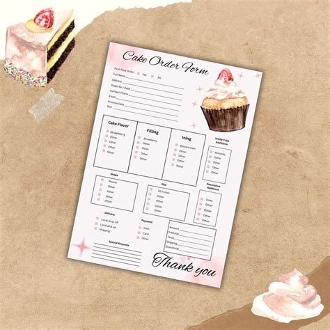 Image result for Editable Cake Order Form Template