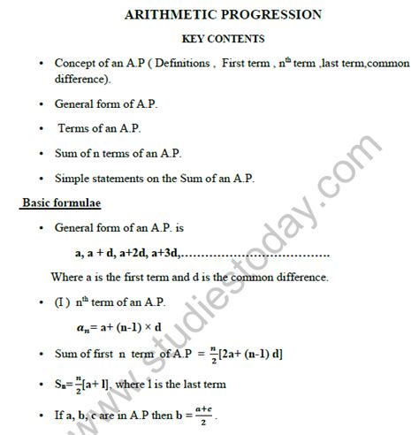 Toradh íomhá ar Arithmetic Progression Concept Map