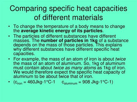Image result for Specific Heat Capacity of Different Materials