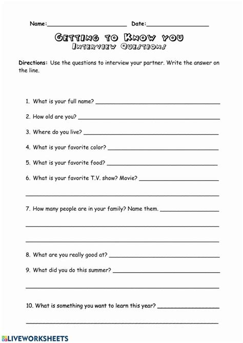 Getting to Know College Studnets in Freshman Seminar Course Worksheet に対する画像結果