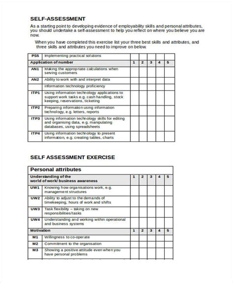 Toradh íomhá ar Competency Self-Assessment Examples