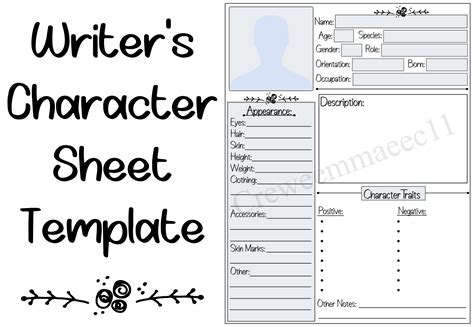 Image result for Character Worksheet Writing