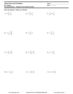 Image result for Solving One Step Equations Worksheet Adding Subtraction Print Outs PDF