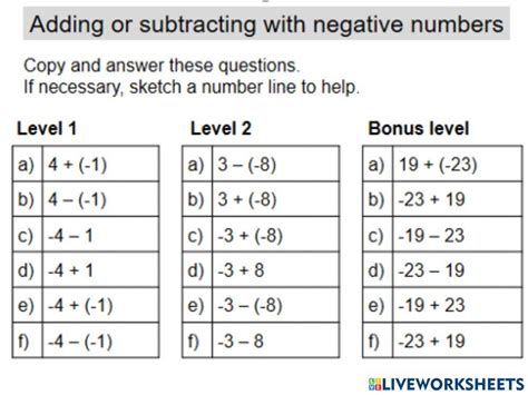 Image result for 7th Grade Math Worksheets Negative Numbers