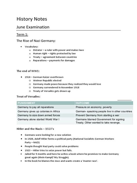 History Notes | PDF | Weimar Republic | Nazi Germany