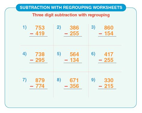 Image result for Subtracting 3-Digit Numbers Worksheet