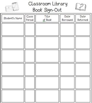Image result for Classroom Library Sign Out Sheet