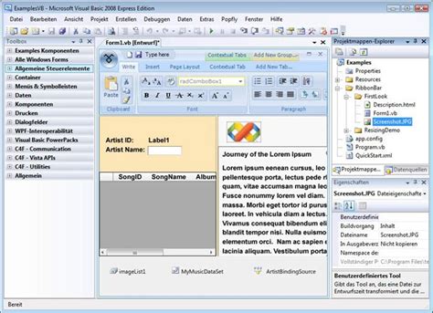Toradh íomhá ar Microsoft Visual Basic Express