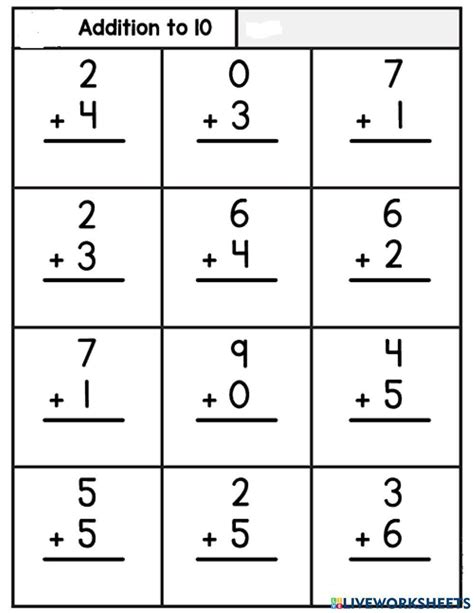 Image result for Math 1 Digit Addition Worksheets