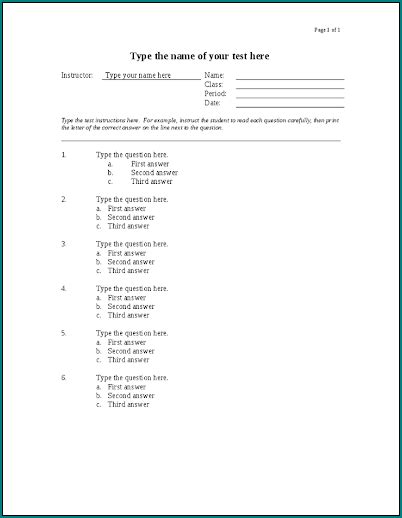 Bildergebnis für Excel Multiple Choice Test Template