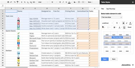 Image result for Google Sheets Table Modern Design