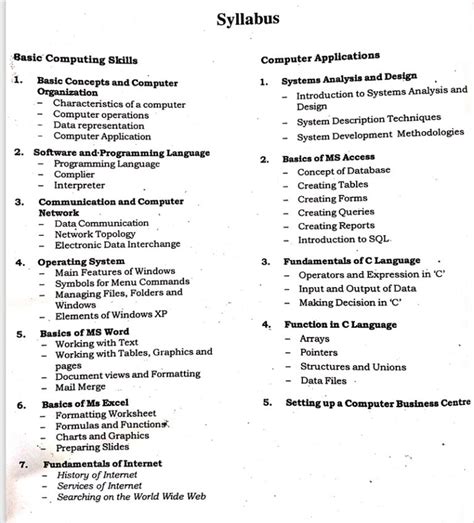 Image result for Course Outline of Computer Basic Skills at NUST