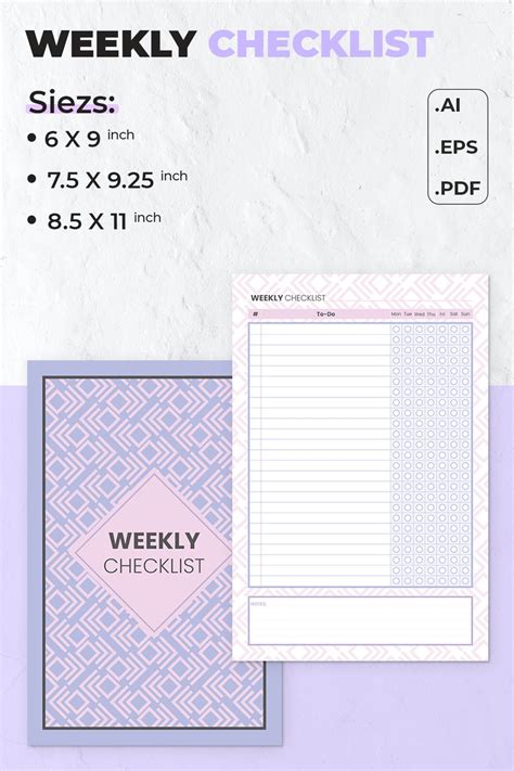 Image result for Weekly Checklist Printable