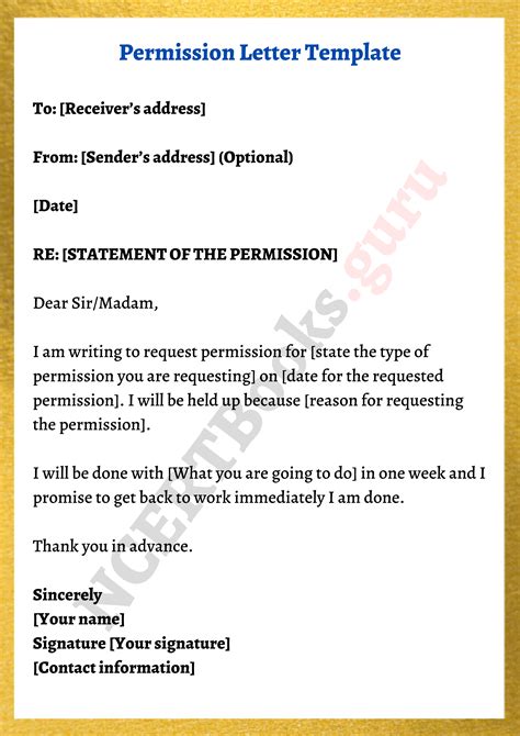 Permission Letter format, template, ex | How to write a letter of ...