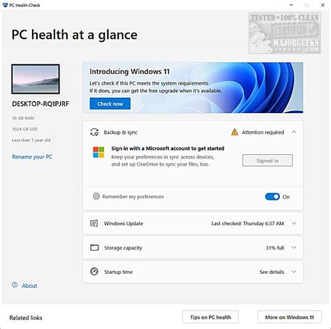 Image result for Windows PC Health Check