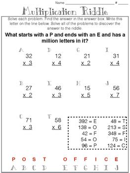 Image result for Doudle Digit Multiplication Riddle Worksheet