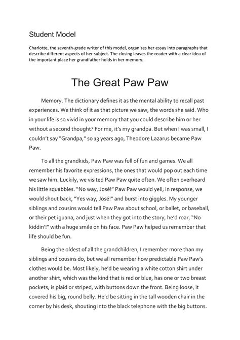 Image result for Personal Narrative Draft Examples