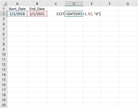 Toradh íomhá ar Excel Date Difference Formula