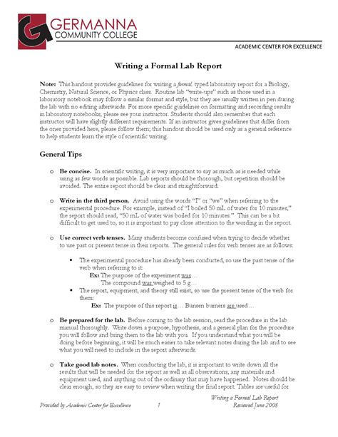 Image result for Formal Lab Report Introduction Example