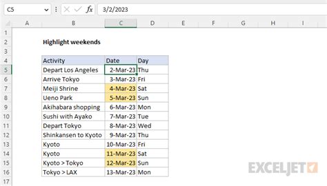 View Only Weekend Dates in Excel に対する画像結果