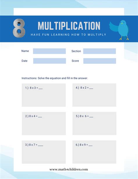 Multiplication by 8 Cheat Sheet に対する画像結果