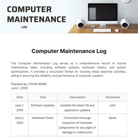 Image result for Computer Maintenance Report Sample