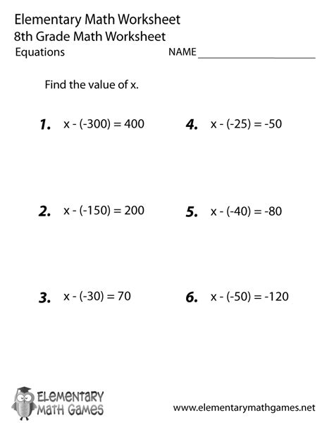 Afbeeldingsresultaten voor 8th Grade Math Worksheets with Answer Key