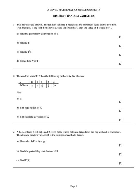 Image result for Questions On Discrete Random Variables