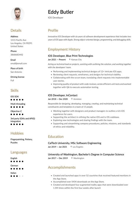 Image result for iOS Developer Resume