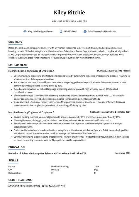 Image result for Data Science Machine Learning Engineer Resume