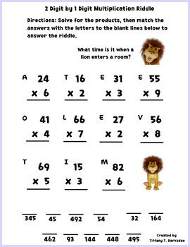 Image result for Doudle Digit Multiplication Riddle Worksheet