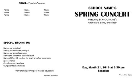 Image result for Elementary Concert Program Template