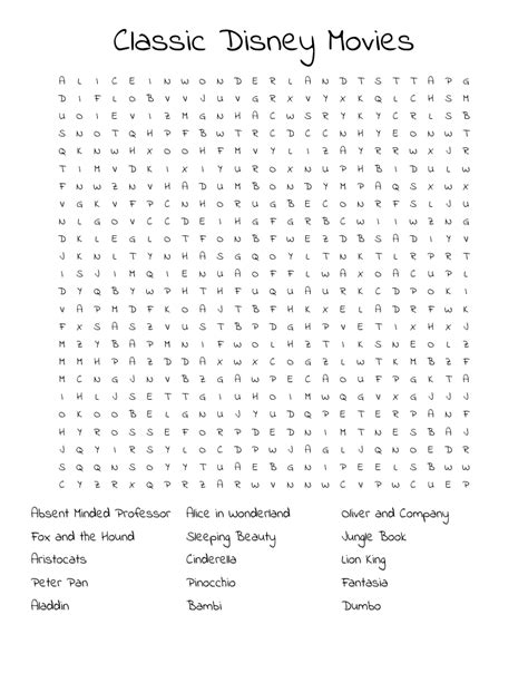 Image result for Disney Movie Word Search Printable