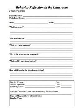 Image result for Behavior Reflection Sheet for First Grad