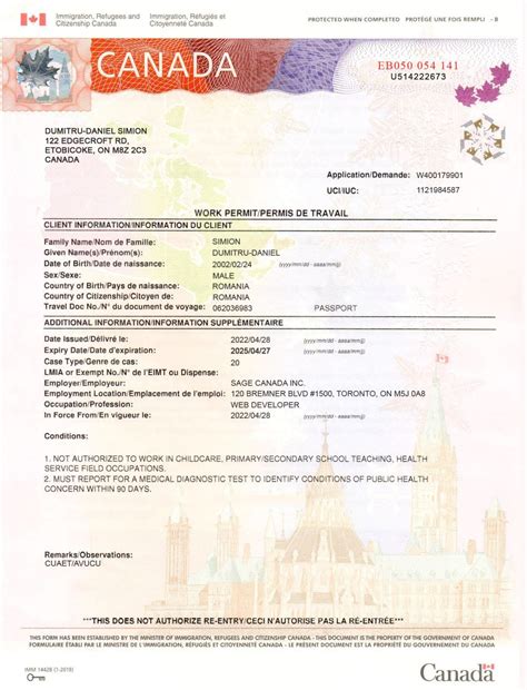 Toradh íomhá ar Back of Real Work Permit