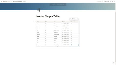 Image result for Table View Database Notion