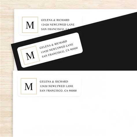 Elegant Wedding Gold Border Monogram Address Label | Zazzle