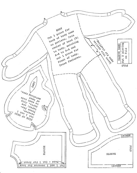 Pillowcase Doll Pattern Free Printable に対する画像結果