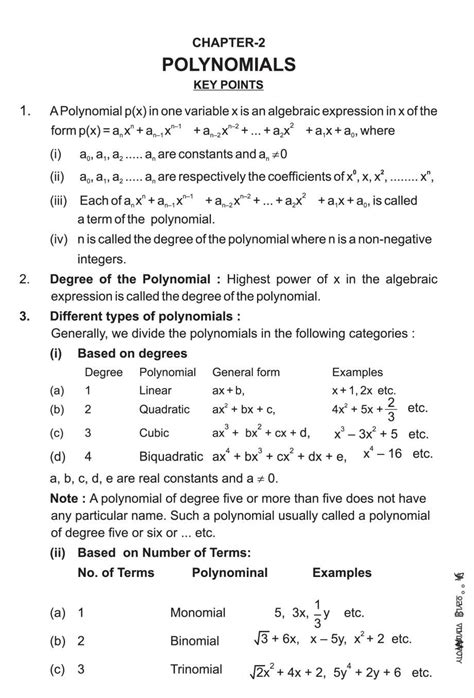 Toradh íomhá ar Class 9th CBSE Maths Polynomials Explanation