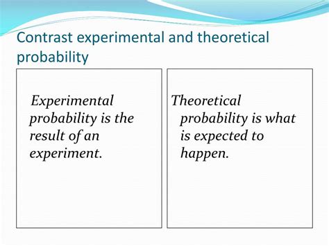 Image result for Theoretical vs Experimental Probability Formula
