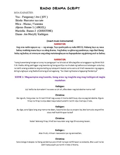 Toradh íomhá ar 10 Example of Drama Script