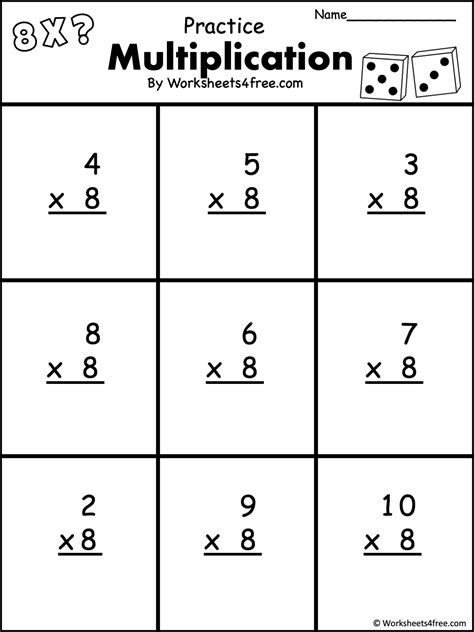 Image result for Multiplying by 8 Worksheet Printable