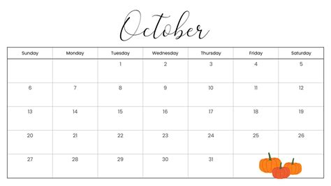 Cute October Calendar Template for Creative Planning