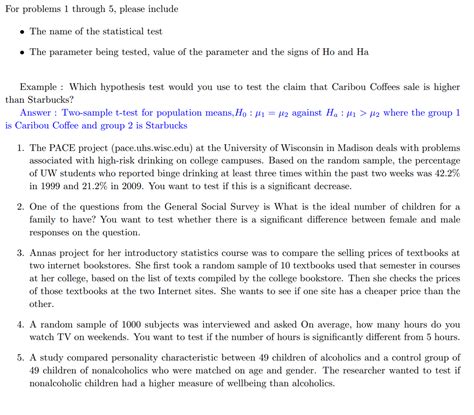 Image result for Examples of College Statistics Problems